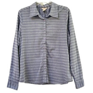 Sundance Shirt Womens 10 Stripes Collared Button Up Cotton Office Work Light Top